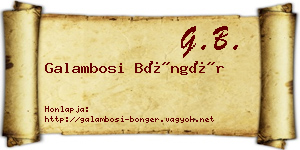 Galambosi Böngér névjegykártya